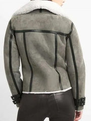 Women’s Grey Suede Bomber Jacket | Shearling Winter Outerwear