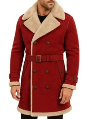 Men Shearling Coat | Red Holiday Outerwear