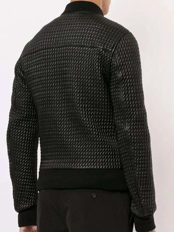 Black Quilted Bomber Jacket | Men’s Stylish Leather Outerwear